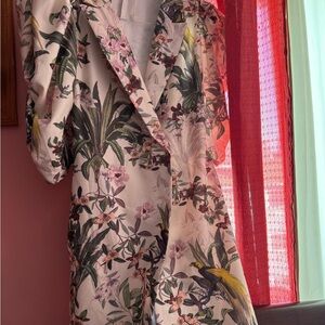 Floral Blazer with Tropical Print